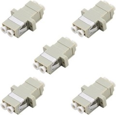 LC to LC Duplex Multimode Fiber Optic Adapter Coupler, 5 Pack in Beige