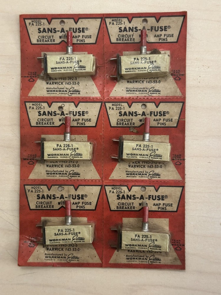 Sans-A-Fuse FA 225-1 Circuit Breakers 6x NOS – Replaces RCA 945-392-5 & Warwick
