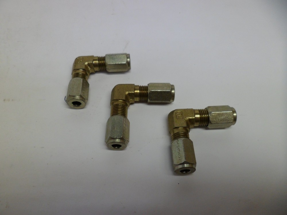 PARKER 3/16″ ID. X 3/16″ ID. TUBE COMPRESSION ELBOW STEEL LOT OF 3 FITTINGS NOS