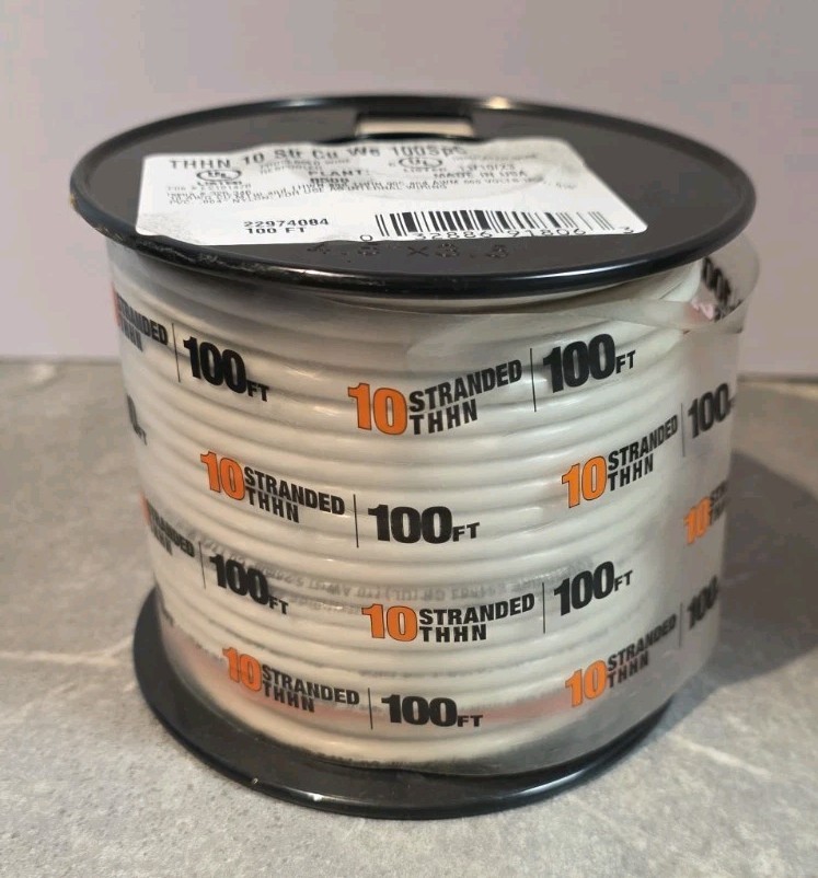 SouthWire THHN 10 AWG 100ft White Stranded CU Insulated Wire