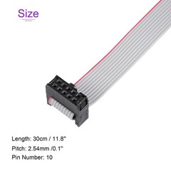 5 Pack Long 30CM 2.54MM Flat Ribbon Cable IDC 10 Pin Connector