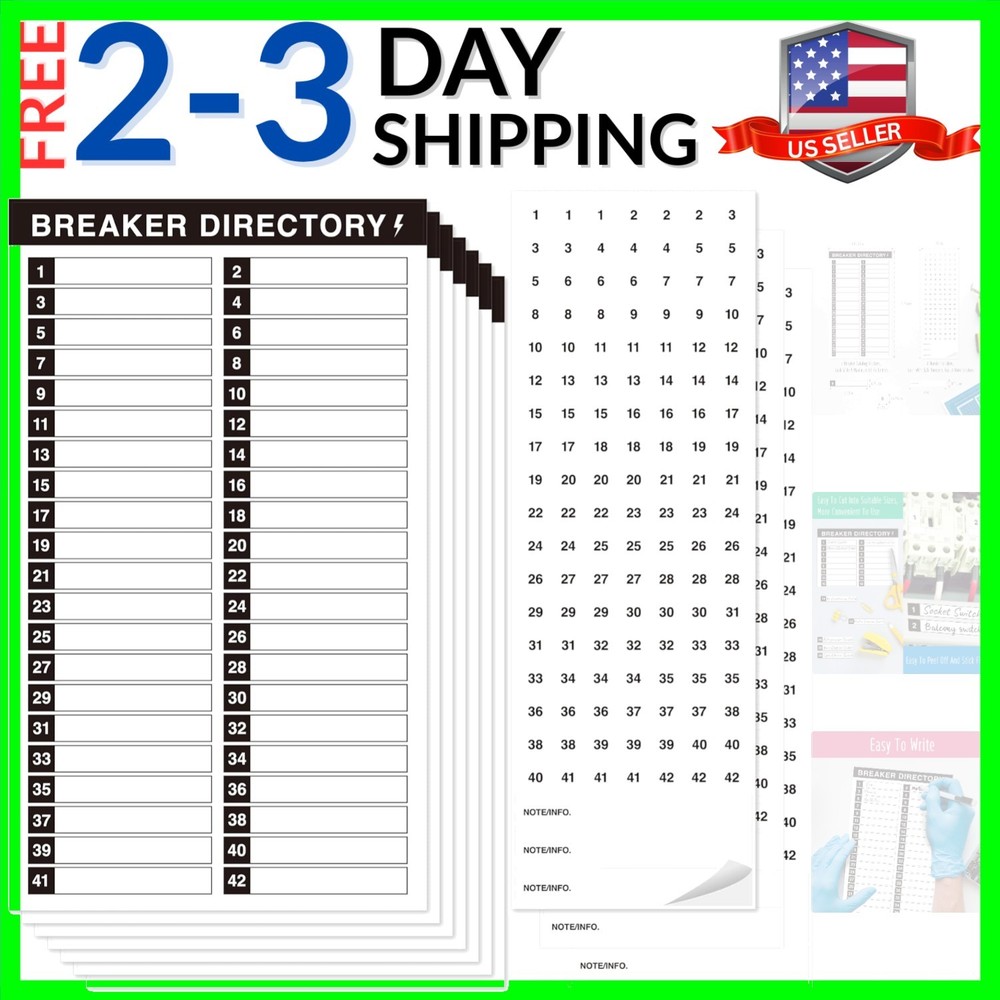 10 Sheet Breaker Panel Labels & 7 Breaker Catalog Stickers, Waterproof Durabl…
