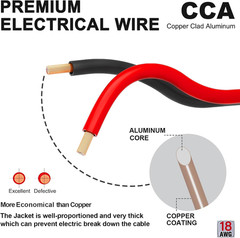 40FT 18 Gauge 2Pin 2 Color Red Black Cable Hookup Electrical Wire LED Strips Ext