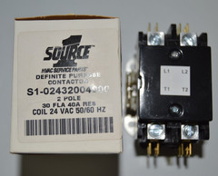 1-SOURCE 1239 S1-02432004000 Contactor 2-Pole, 30FLA 24V Coil 50/60HZ, NEW