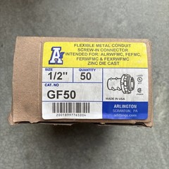 50 PC Arlington Industries GF50 1/2″ Flexible Metal Conduit Screw In Connector