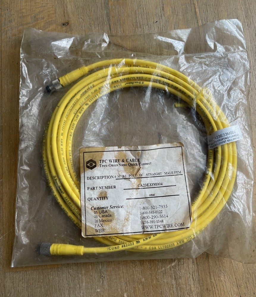 TPC WIRE & CABLE CA23E33M004 CABLE 4M 3/3 POLE DC STRAIGHT MALE/FEMALE NEW