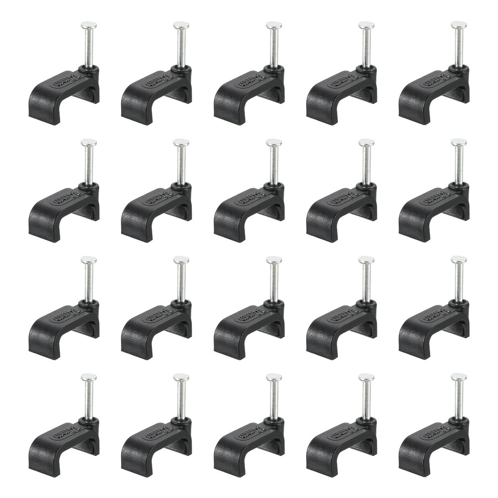 Cable Clips with Steel Nail, 100Pcs 14mm/0.55″ Plastic Cable Wire Clips, Black