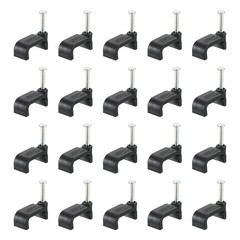 Cable Clips with Steel Nail, 100Pcs 14mm/0.55″ Plastic Cable Wire Clips, Black