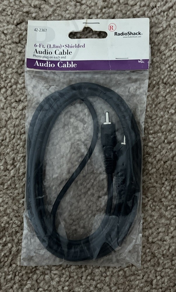 RADIO SHACK 6-Ft Audio Cable, 1.8m RCA Plug – NEW NIP Vintage 90’s Phono Plug