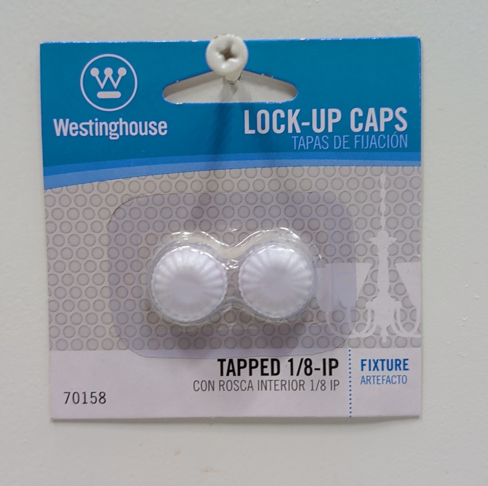 Westinghouse 70158 Lock‑Up Caps 1/8 IP White Plastic Lamp Canopy 2 Pack New
