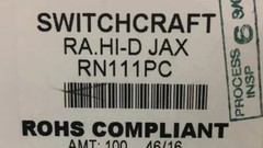 SWITCHCRAFT/CONXALL – RN111PC – CONNECTOR, RCA/PHONO, JACK,2 POSITION, (25 Pcs)