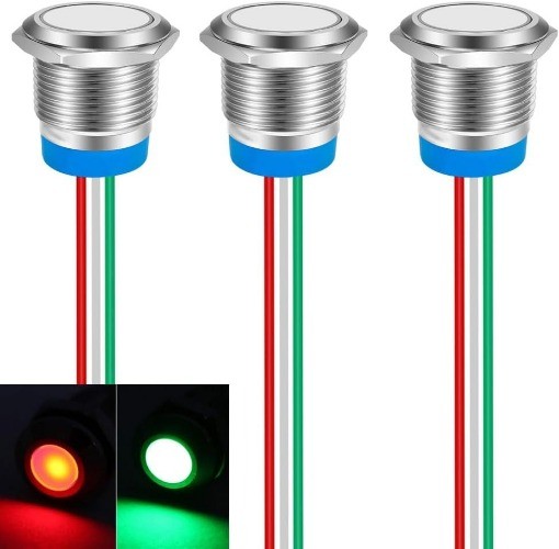 Bi Color Green Red 16mm 0.63 Inch Energy Saving LED Indicator Light 12V 24V