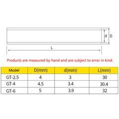 GT-2.5mm²~240mm² Copper Connecting Pipe Wire Joint Copper Tube Multiple Sizes