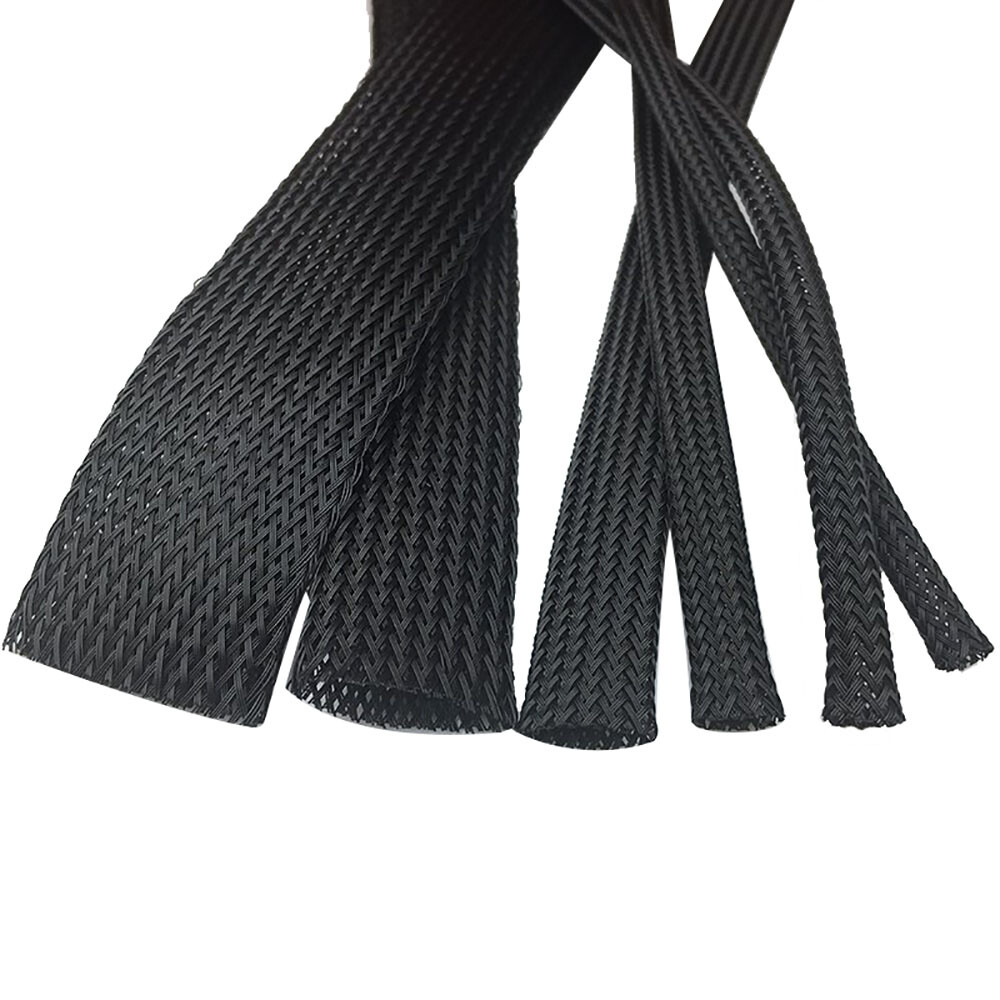 PET 1mm – 100mm Black Braided Expandable Cable Sleeving Wire Harness Sheathing