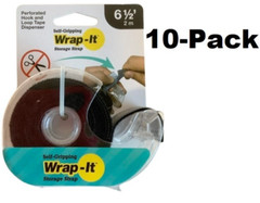 NEW 10-Pk Wrap-It Storage 4006BLTD Self-Gripping Perforated Hook/Loop 6.5ft Tape