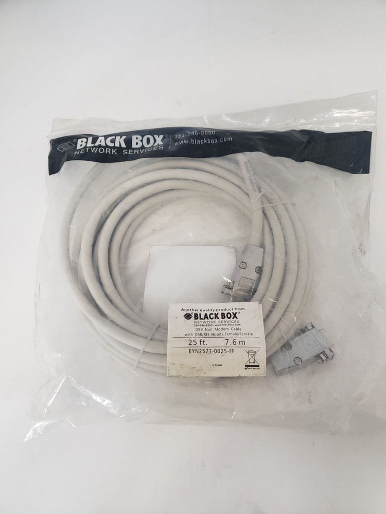 BLACK BOX EYN257T-0025-FF DB9 NULL MODEM CABLE 25 FEET LONG, NNB