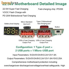 PD/QC 22.5W Fast Charging Module DIY Mobile Power Bank Circuit Board LED Display