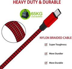 Braided USB C Type-C Fast Charging Data SYNC Charger Cable Cord 6 Ft. Long.