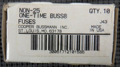 Cooper Bussmann NON-25 Class H 25A 250VAC Fuse – Lot of 9