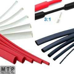 3/16″ (4.8mm) Pk 25/50 6″ 3:1 Heat Shrink Tubing Adhesive Lined Dual Wall Black