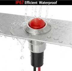 UL Listed Mini Indicator Light 8mm 0.31 Inch Waterproof Domed Metal Stainless