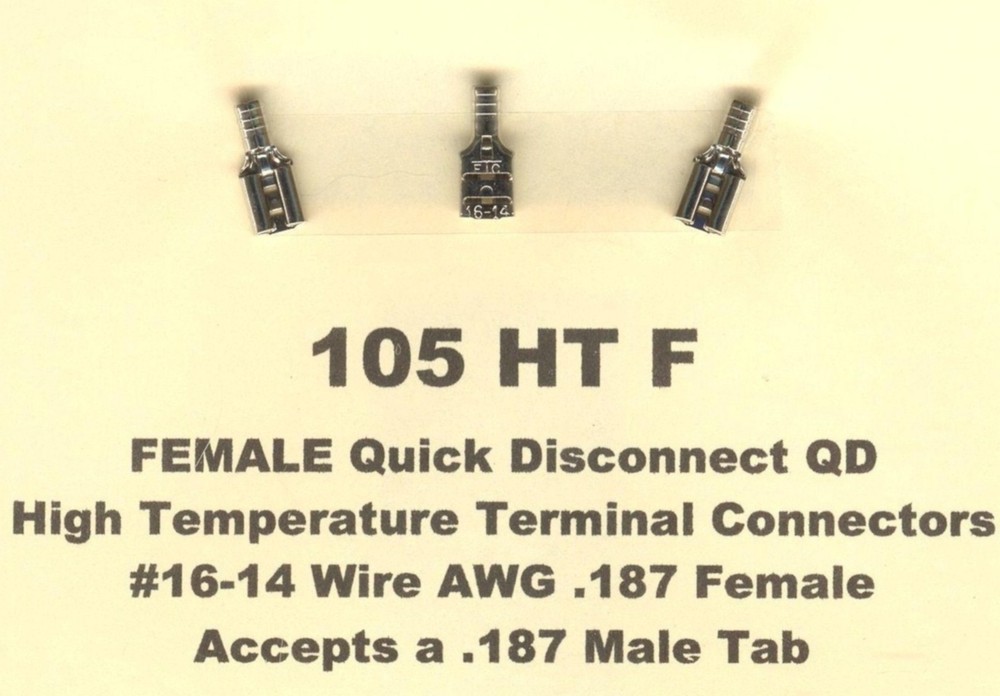 50 High Temperature Quick Disconnect QD Terminals #16-14 Wire Gauge .187 FEMALE