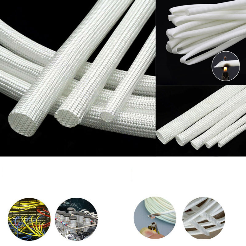 Fibreglass Fire Sleeve 600°C HIGH TEMP Wire Fiber Glass Tube Φ1mm~Φ50mm White