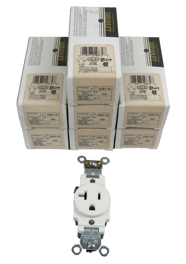 Lot of 7 Pass & Seymour Legrand 5361-W Single Receptacle 20A 125V White