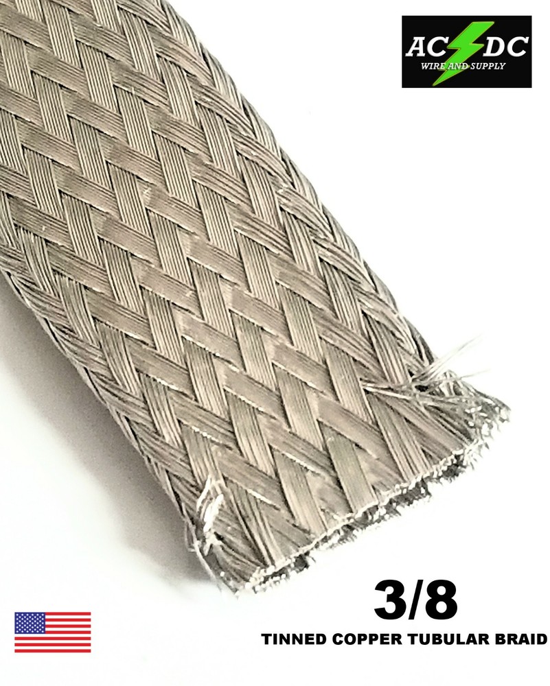 50 FEET 3/8″ BRAIDED GROUND STRAP GROUNDING TINNED Copper TUBULAR Braid USA
