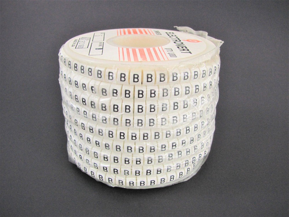 (1000x) Wieland Size 5, Letter B Slip On Wire Marker, .160″ to .215″ OD, Z Type