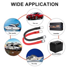 2PC 2AWG Copper Battery Cable Power Wire with Lugs Auto Marine Inverter RV Solar