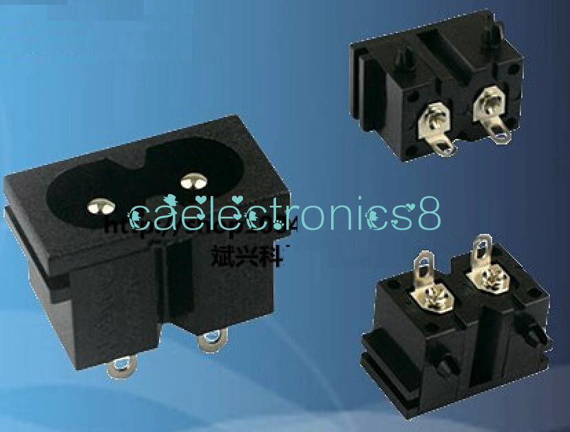 5Pcs AC250V 2.5A IEC320 C8 Male 2 Pins Power Inlet Socket Panel Embedded CA NEW