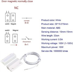 5PCS Recessed Wired Window Gate Contact Sensor Alarm Magnetic Color: White NC