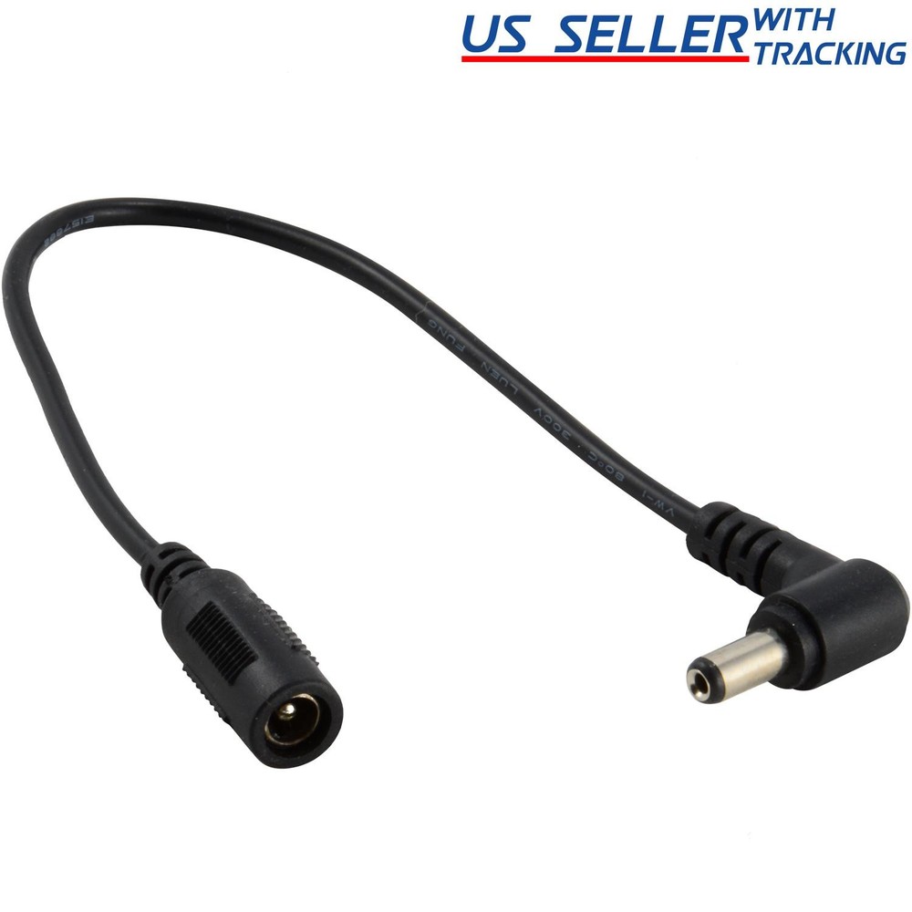 DC Power Right Angle Adapter Cable Cord 5.5mm x 2.1mm Male to Female Barrel Jack