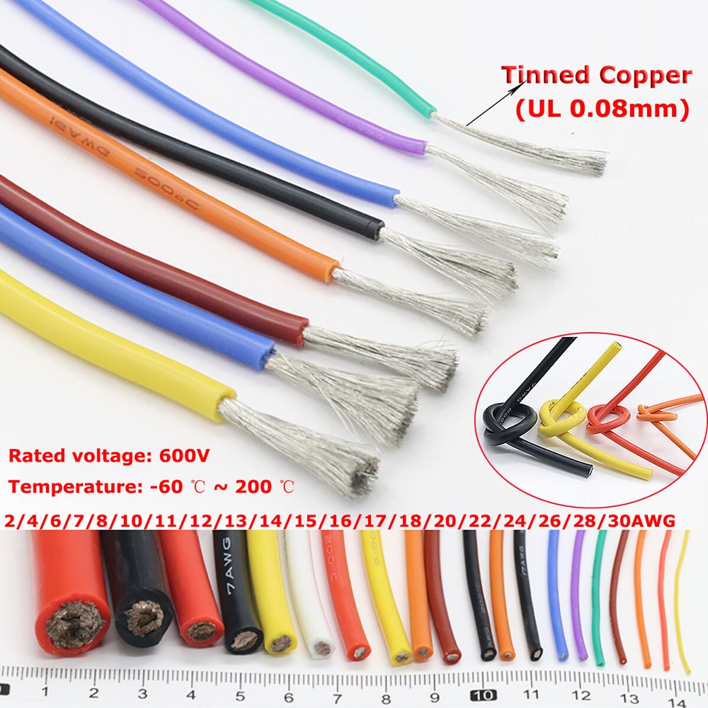 Flexible Silicone Cable 2awg~30awg UL 0.08mm Stranded Hook-up Wire Tinned Copper