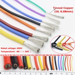 Flexible Silicone Cable 2awg~30awg UL 0.08mm Stranded Hook-up Wire Tinned Copper