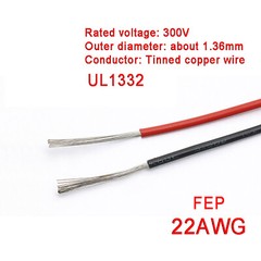 22AWG Color FEP F46 Tinned copper Cable Wire HIGH TEMP 200℃, Oil/acid resistant