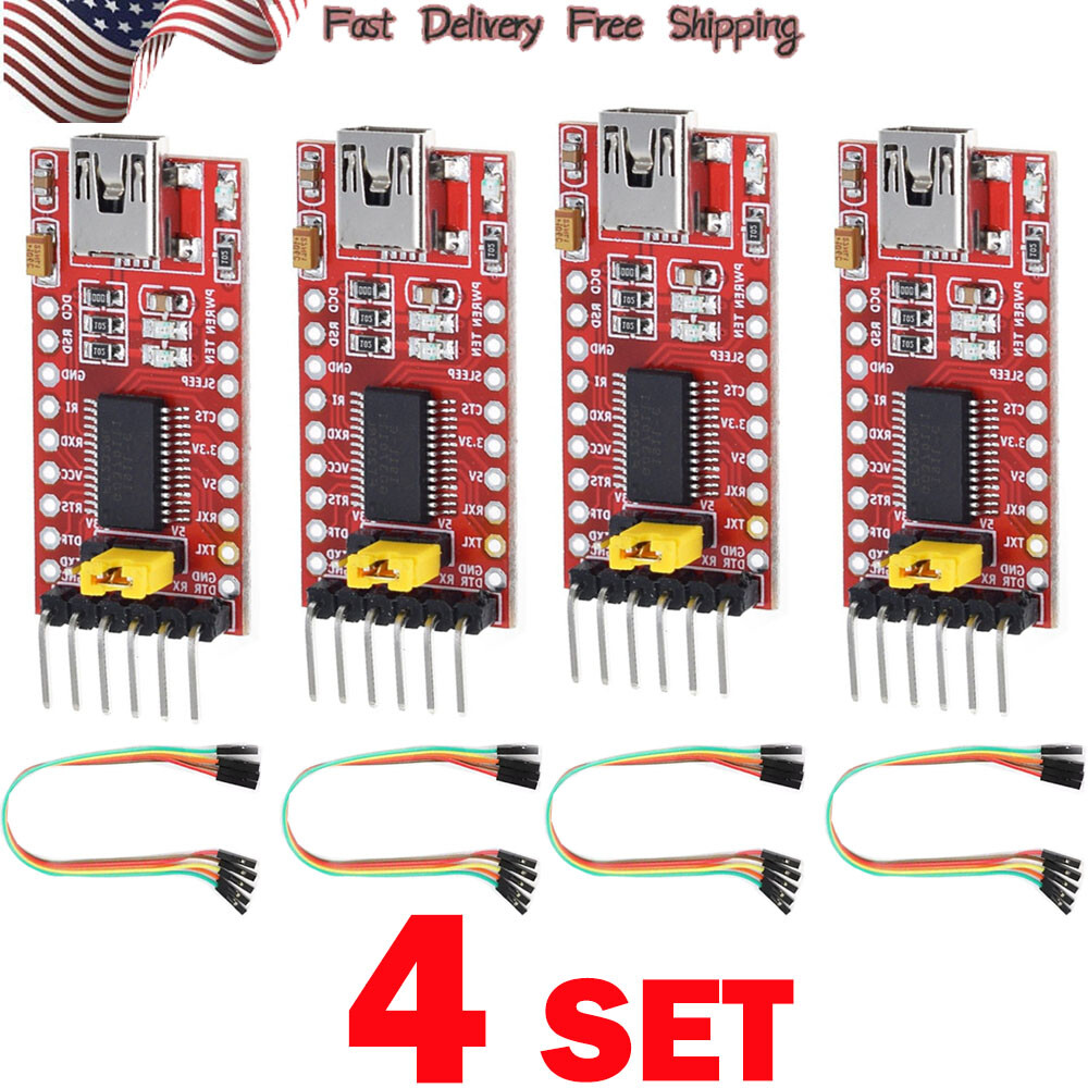 4 Set FT232RL Adapter Module Mini Port FTDI USB to TTL Serials 3.3V 5.5V NEW