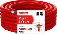 10 Gauge Wire, 25 Feet Red Power Ground Cable, Primary 10 Gauge,
