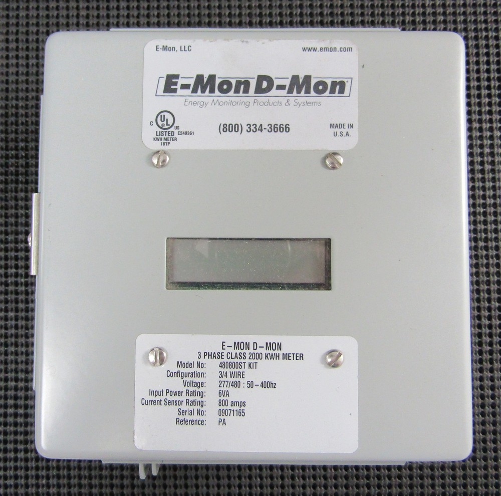 E-MON D-MON 480800ST KIT 3/4W 277/480V 50-400HZ 800A 3PH CLASS 2000 KWH METER