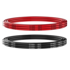 20 AWG Silicone Hook Up Wire – 20 Feet (10ft Black/Red) High Voltage Up to 600V