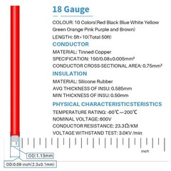 BNTECHGO 18 Gauge Silicone Wire Kit 10 Color Each 5 ft Flexible 18 AWG Stranded