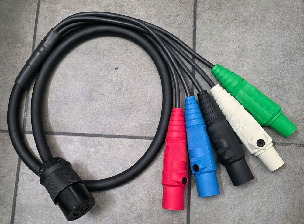 Hubbell L21-30 Female To 5 Camlock 3 Male 2 Female Breakout Cable Adapter 600V
