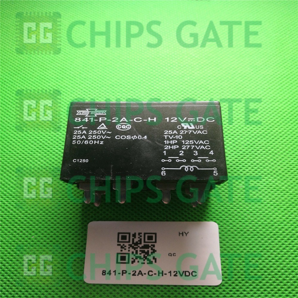 1PCS 841-P-2A-C-H-12VDC High Power Relay 25A 250VAC 6 Pins