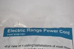 Pro Elec 140-1521 Electric Range Power Cord 125/250V 50A 4 ft 8/1 Gauge 3