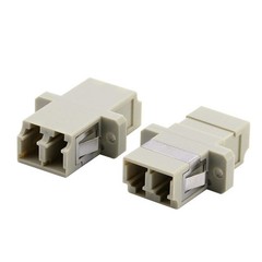 LC to LC Duplex Multimode Fiber Optic Adapter Coupler, Beige, 10 Pack