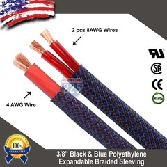 50 FT 3/8″ Black Blue Expandable Wire Sleeving Sheathing Braided Loom Tubing US