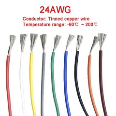 24AWG 0.2mm² Flexible Silicone Cable, HIGH TEMP 200℃, 0.08mm Tinned Copper Wire