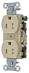Hubbell CR151TR, 125 V, 15 A, 5-15R, Ivory, Commercial, Duplex Receptacle, 1 pc