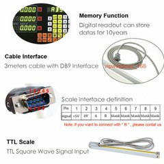 DRO 2 Axis Digital Readout Display w/2pc Linear Scale Glass Encoder 300mm+1000mm